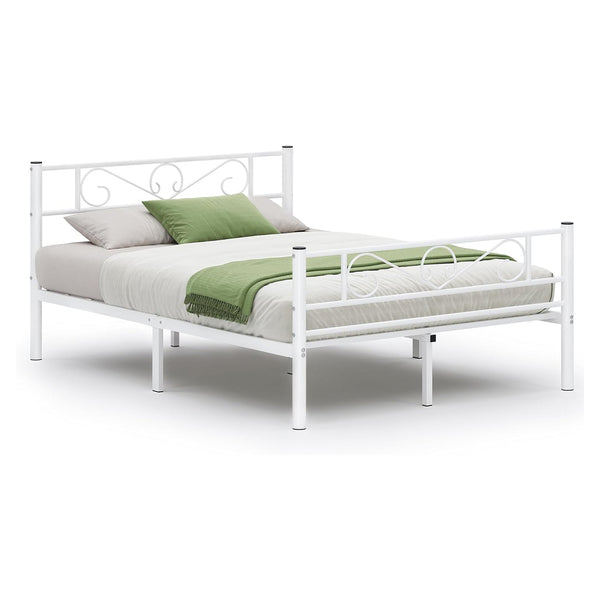 Manželská posteľ, kovový posteľný rám, biela farba-Vashome.sk