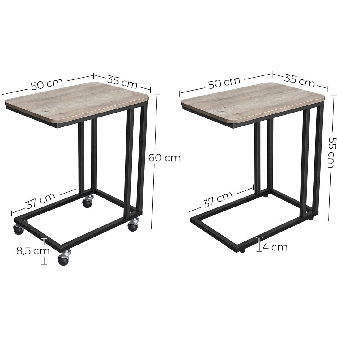 Príručný stolík s kolieskami, 50 x 60 x 35 cm, sivá a čierna farba-Vashome.sk