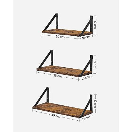3 fali polc készlet, lebegő polcok,rusztikus barna és fekete-Vashome.sk